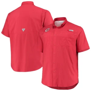 Men's Scarlet Ohio State Buckeyes Big and Tall Tamiami Omni-Shade Button-Down Shirt