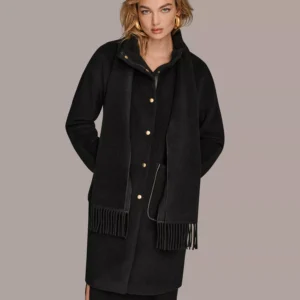 Women's Snap Button Scarf Coat