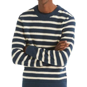 Men's Textured Striped Crewneck Sweater