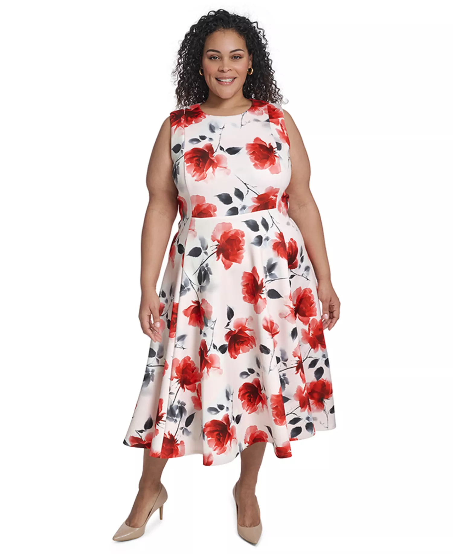 mni-c4d4014d094ca89b40a55fdaa906fa40 Plus Size Sleeveless Fit & Flare Dress