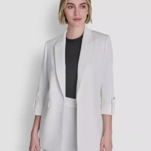 Women's Textured Notch Collar Open-Front Jacket