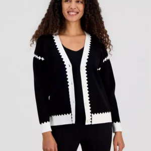 Women's Colorblocked V-Neck Button Cardigan