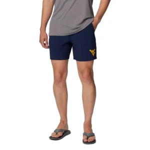 Men's Navy West Virginia Mountaineers PFG Terminal Roamer Omni-Shade Stretch Shorts