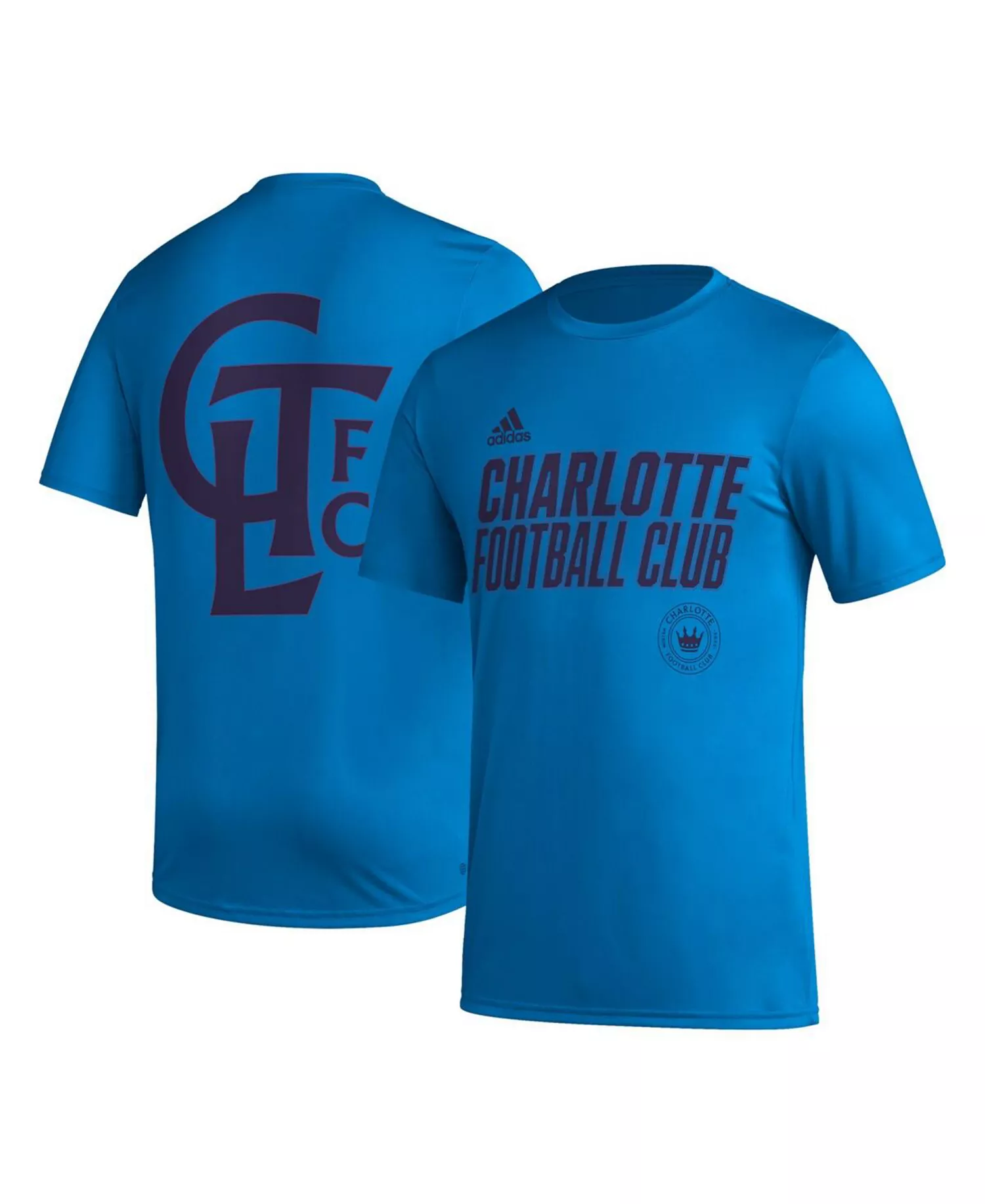 mni-c7209355e317a491095ce479ac329ff2 Men's Blue Charlotte FC Team Jersey Hook AEROREADY T-shirt