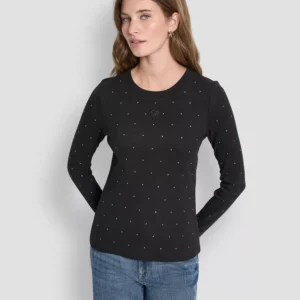 Women's Rhinestone-Embellished Crew Neck Sweater