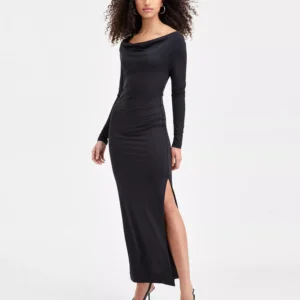 Women's Cowlneck Long-Sleeve Maxi Dress, Macy's Exclusive