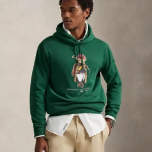 Men's Bear Print Fleece Hoodie