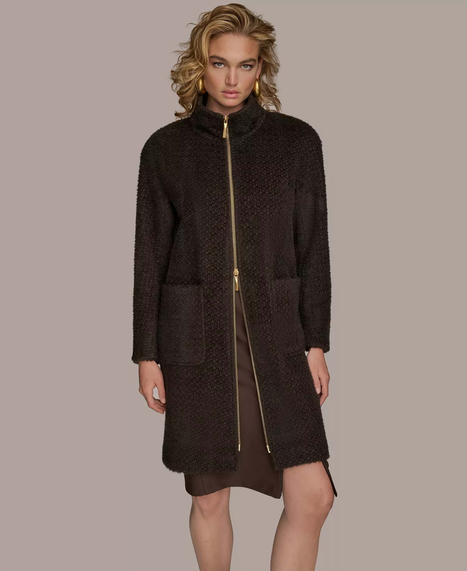 mni-c8ebe63138c9e7e1f490271797248556 Women's Zip Front High Collared Coat — изображение 3
