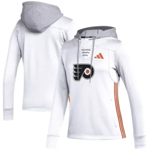 Women's White Philadelphia Flyers Refresh Skate Lace AEROREADY Pullover Hoodie