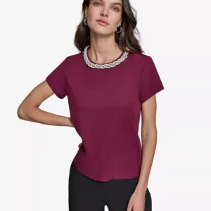 Women's Embellished Scoop-Neck Top
