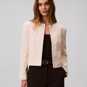 Women's Novelty Crew Neck Cropped Jacket