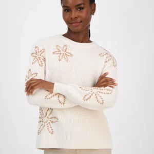 Women's Floral-Embroidered Crewneck Sweater