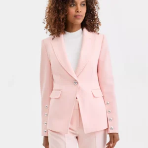 Women's Twill One-Button Peak-Lapel Blazer