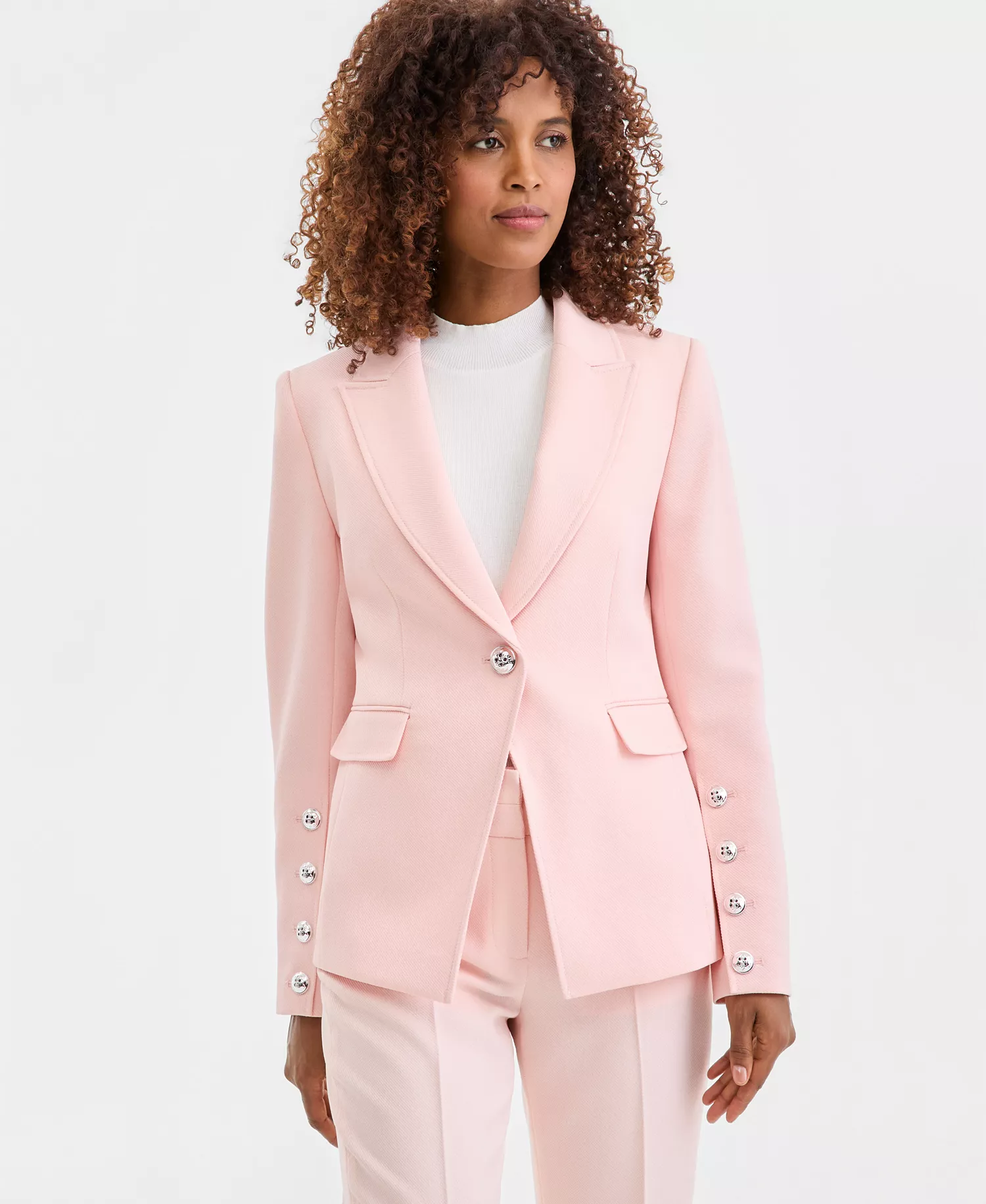 mni-cb4bfb50c7f740b7a0ea72892d4cb2dd Women's Twill One-Button Peak-Lapel Blazer