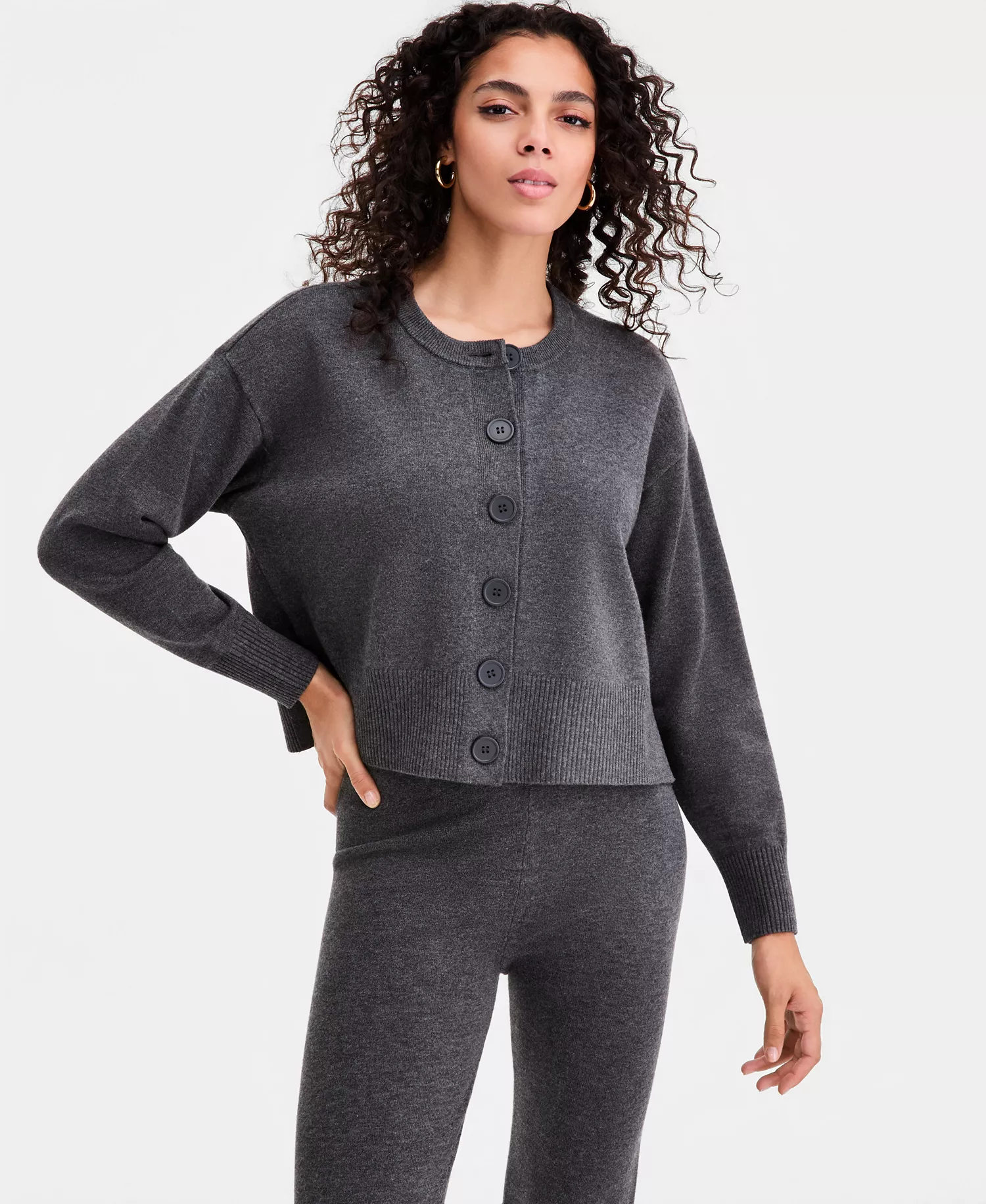mni-cb4ebd06f5a59b4b0265c0f508b2f80f Women's Crewneck Cardigan, Macy's Exclusive
