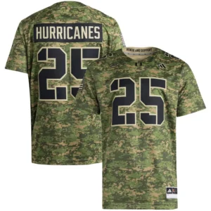 Men's 25 Camo Miami Hurricanes Honor Support Premier Strategy Jersey