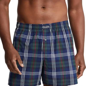 Men's Plaid Single-Button Fly Boxers