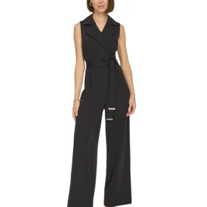 Women's Sleeveless Belted Jumpsuit