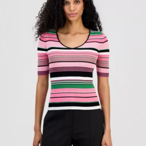Women's V-Neck Elbow-Sleeve Top