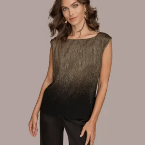 Petite Boat-Neck Ombré Sleeveless Top
