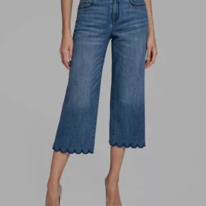 Women's Scallop Cropped Denim Pants