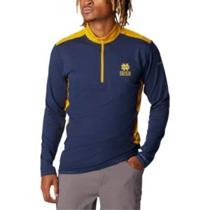 Men's Navy Notre Dame Fighting Irish Tech Trail Omni-Shade Quarter-Zip Top