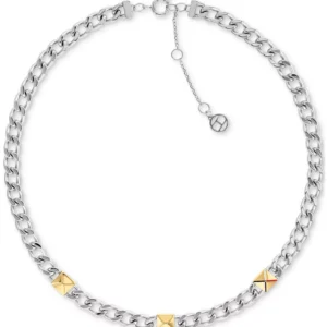 Two-Tone Stainless Steel Necklace, 16" + 2" extender