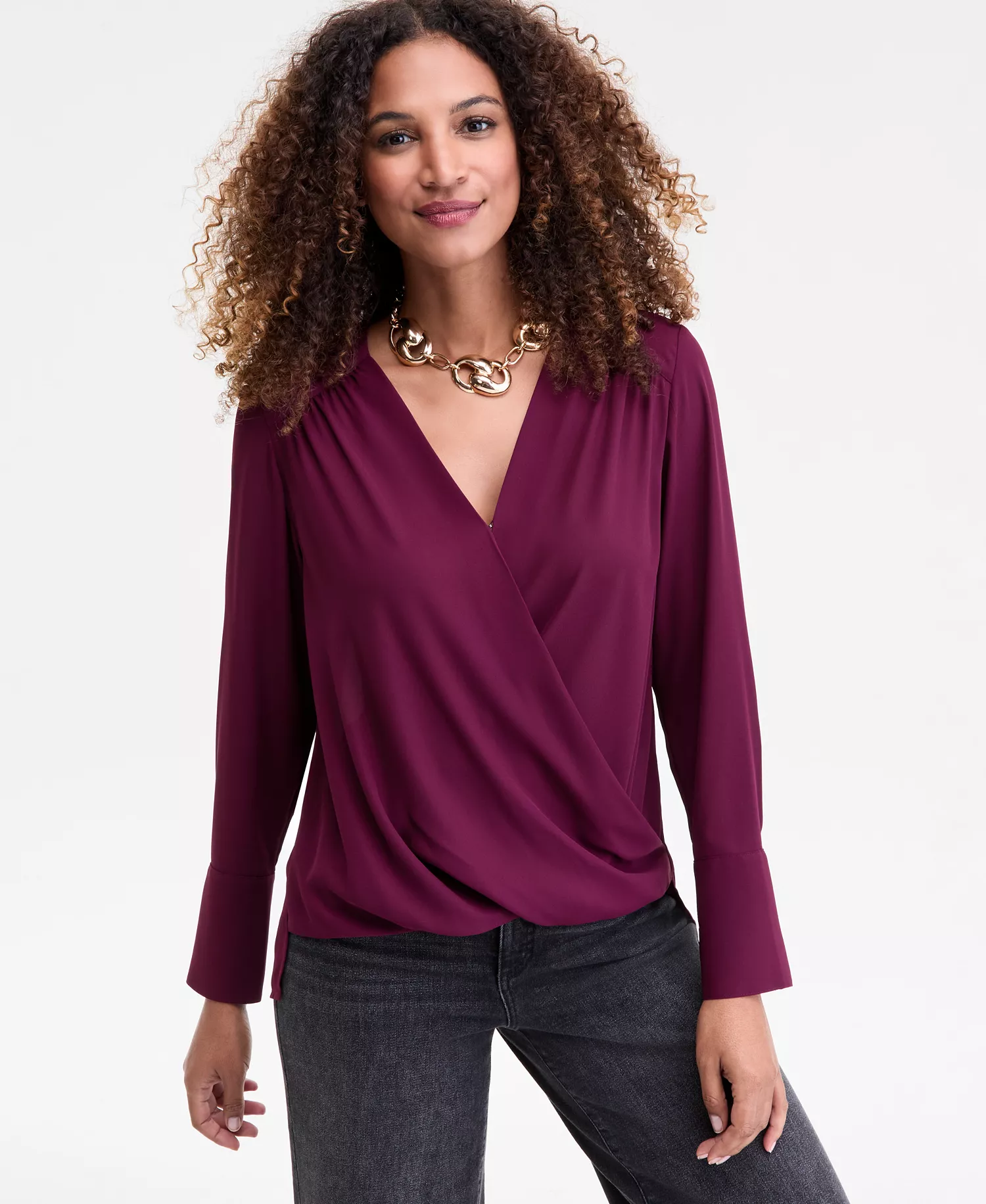 mni-cf836e0275cc5330b572920f222e5332 Women's Surplice Long-Sleeve Blouse, Exclusively at Macy's — изображение 4
