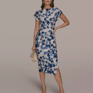 Women's Boat Neck Midi Dress
