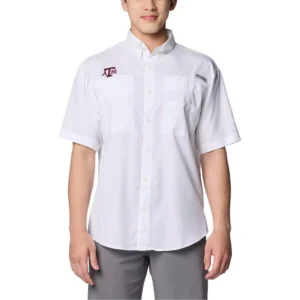 Men's White Texas A & M Aggies PFG Tamiami Omni-Shade Button-Down Shirt