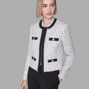 Women's Round Neck Hook & Eye Front Jacket
