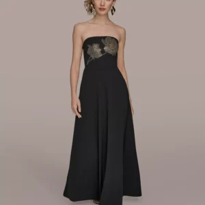 Women's Strapless Floral Hot Fix Maxi Dress