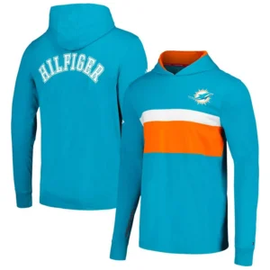 Men's Aqua Miami Dolphins Morgan Long Sleeve Hoodie T-shirt