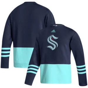 Men's Deep Sea Blue Seattle Kraken Logo AEROREADY Pullover Sweater