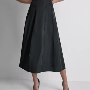 Women's Taffeta A-Line Seamed Midi Skirt