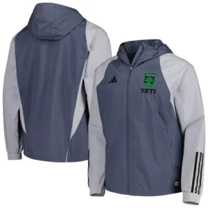Men's Charcoal Austin FC All-Weather Raglan Hoodie Full-Zip Jacket