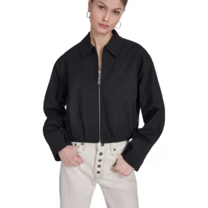 Women's Bubble Hem Collared Bomber Jacket