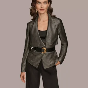 Petite Novelty Belted Collared Jacket