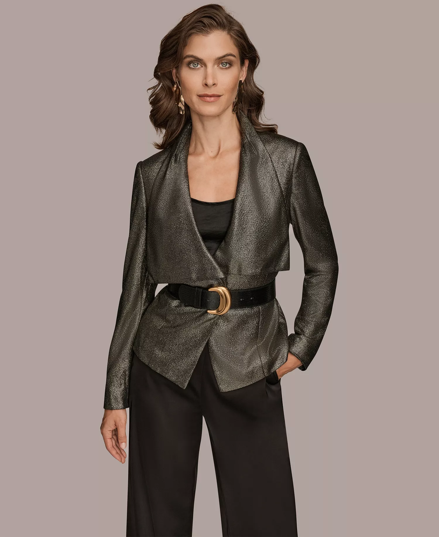mni-d34bdbfa8964e0a1dfecca967cf514eb Petite Novelty Belted Collared Jacket