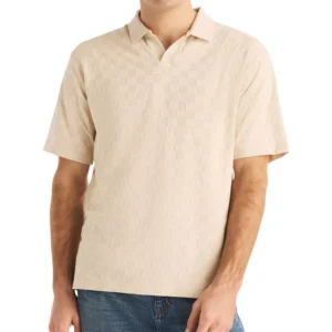 Men's Short-Sleeve Checker Jacquard Polo Shirt