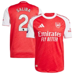 Men's William Saliba Red Arsenal 2025/26 Home Authentic Player Jersey