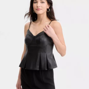 Women's Faux-Leather Peplum Top, Macy's Exclusive