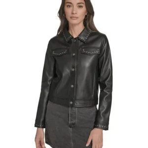 Women's Laydown Collar Studded Jacket