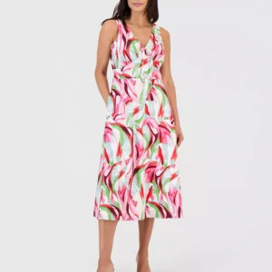 Women's Sleeveless Printed Linen-Blend Midi Dress, Macy's Exclusive