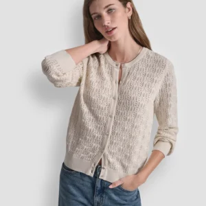 Women's Crew Neck Long-Sleeve Cardigan Sweater
