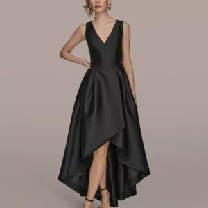 Women's Sleeveless Asymmetrical V-Neck Ball Gown