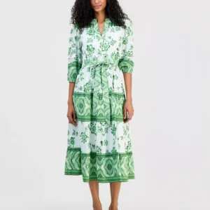 Women's Split-Neck Tiered Dress
