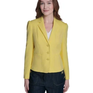 Women's Puff Sleeve Notch Collar Blazer