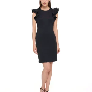 Women's Ruffle-Sleeve Sheath Dress