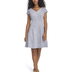 Women's Petite Short-Sleeve A-Line Dress